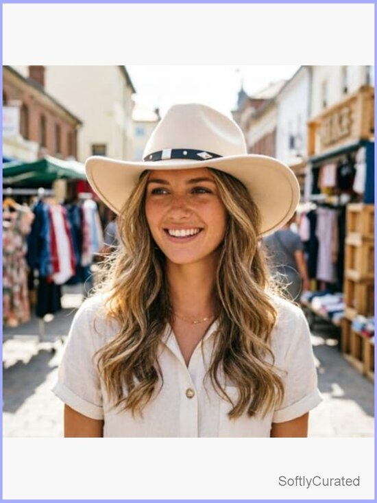 Unisex Cowboy Hat with Wide Brim and Belt Buckle Retro Fedora main image 5